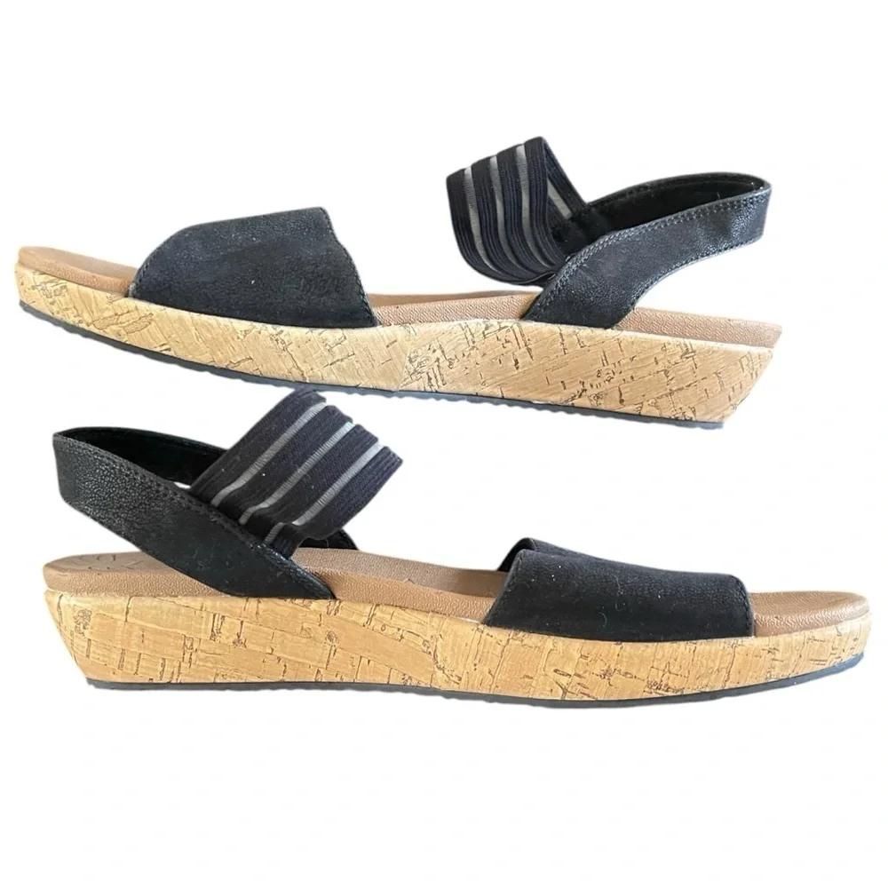 Skechers Luxe Foam Brie Lo'Profile Cork Sandal‎ Stretch Strappy Comfort Women 10